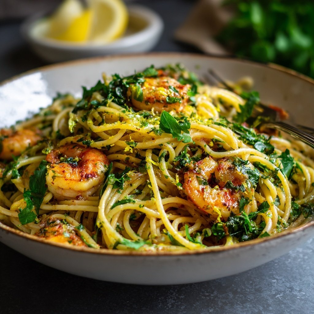 Mediterranean Lemon Shrimp Pasta