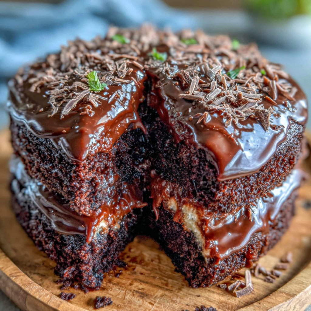 Moist Chocolate Cake With Rich Ganache