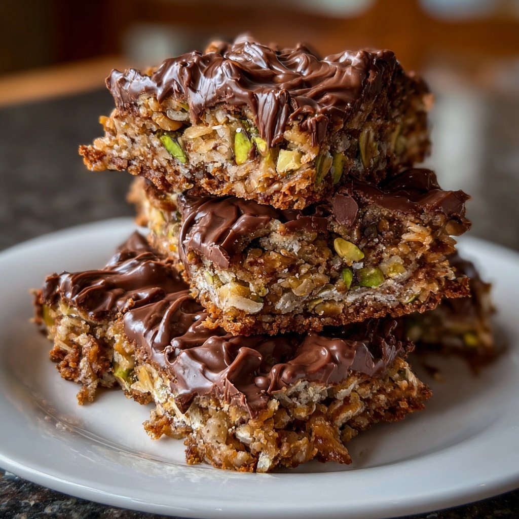 Chocolate Pistachio Coconut Squares