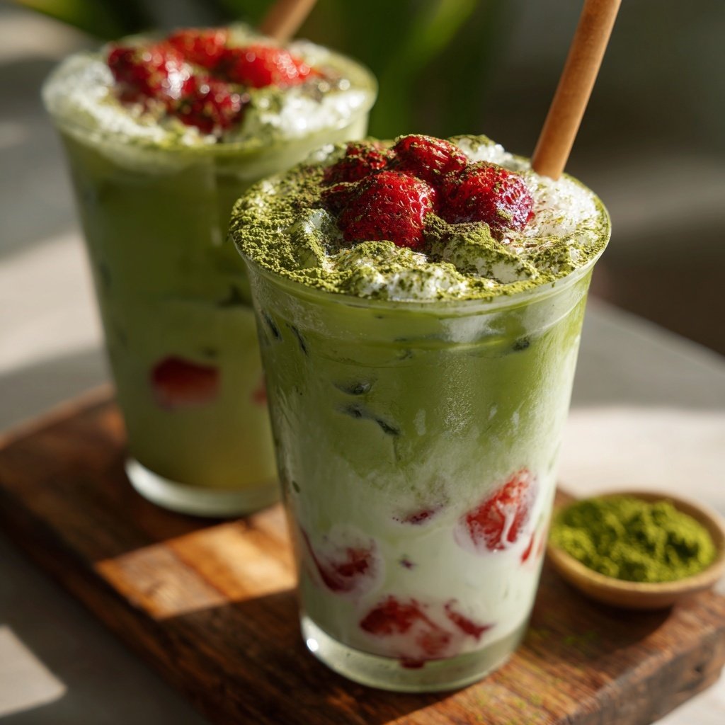 Strawberry Matcha Latte Iced