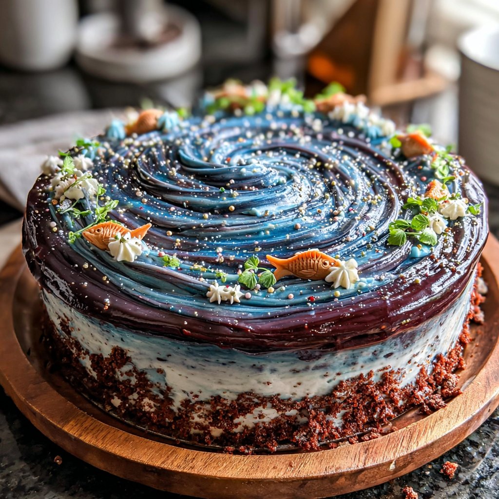 Pisces Cake With Galaxy Theme