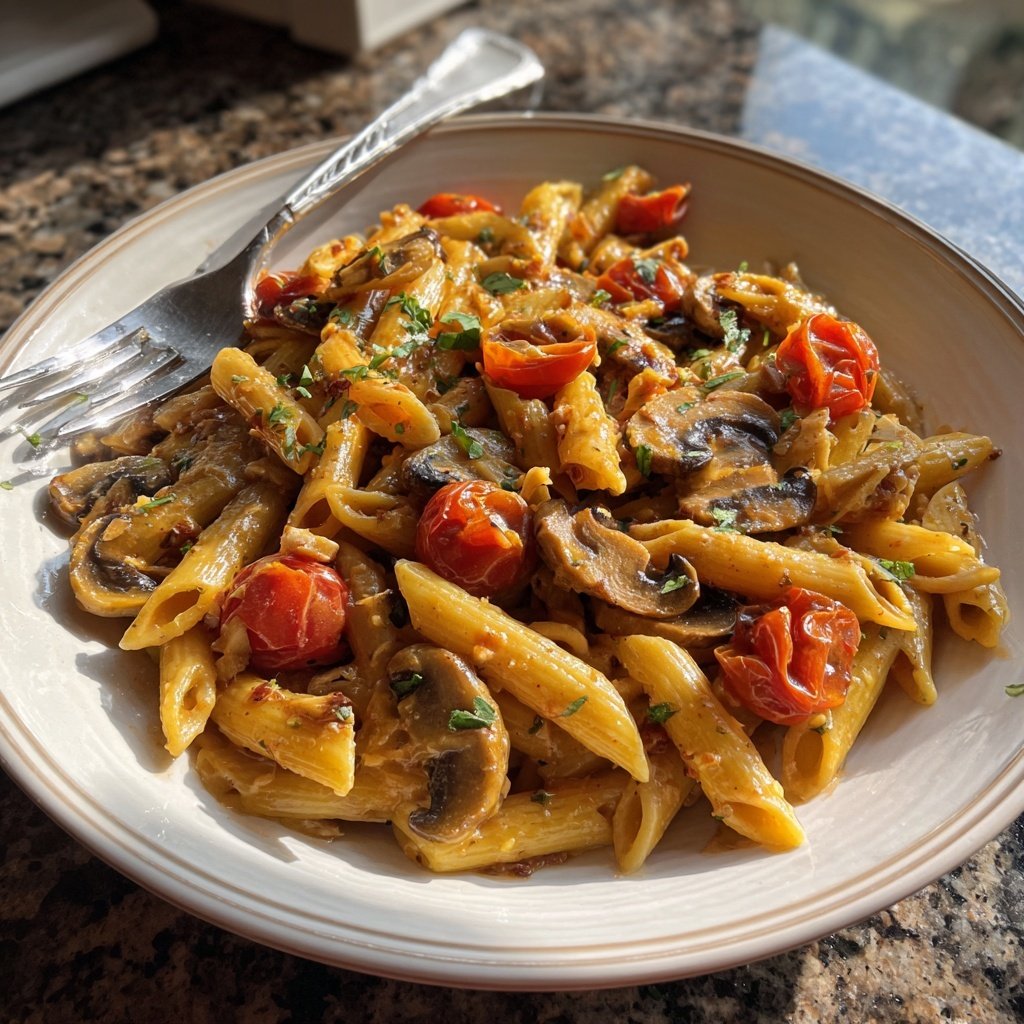 Romantic Creamy Tomato Mushroom Pasta