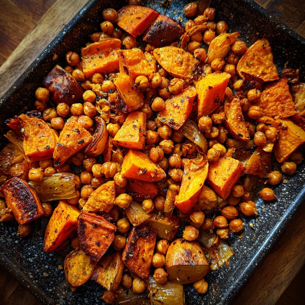 Roasted Sweet Potato Chickpea Tray