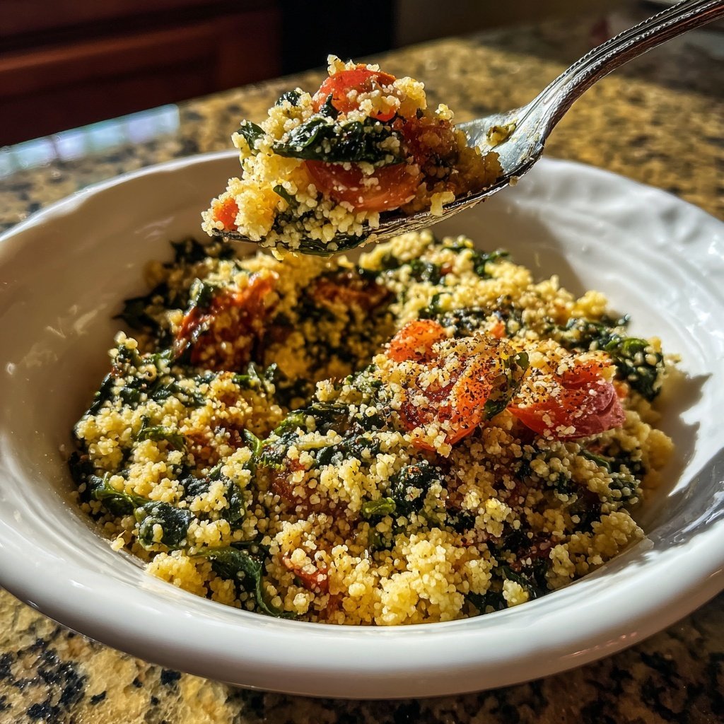 Creamy Spinach Tomato Couscous