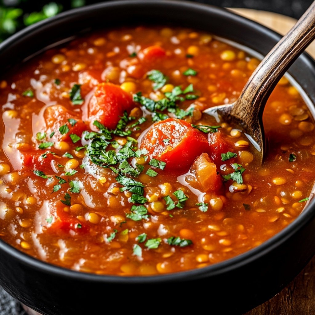 Healthy Crockpot Tomato Lentil Soup