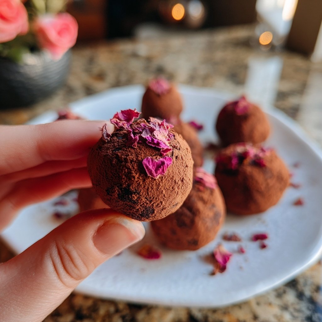 Rose Flavored Chocolate Truffles