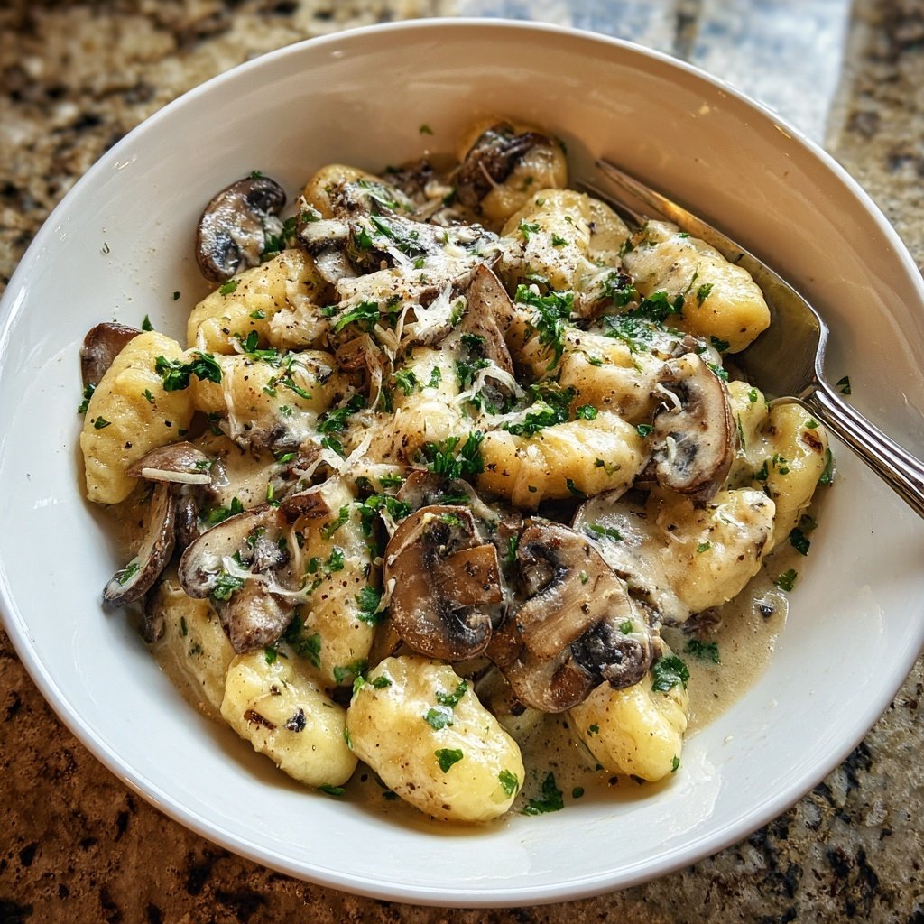 Romantic Creamy Mushroom Gnocchi